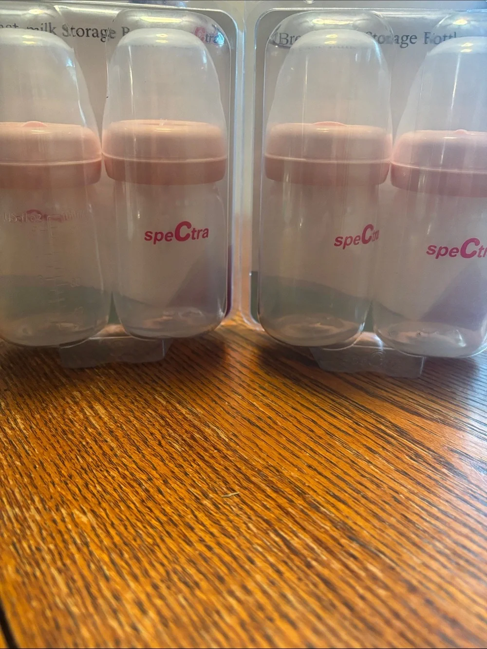 Spectra Baby breast milk storage Bottles - Clear with Pink Caps (Set)